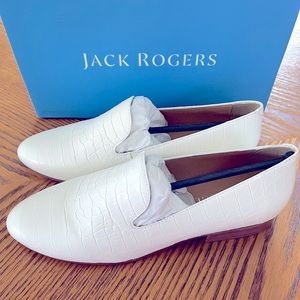 Jack Rogers Audrey Leather Croc Loafers - White
